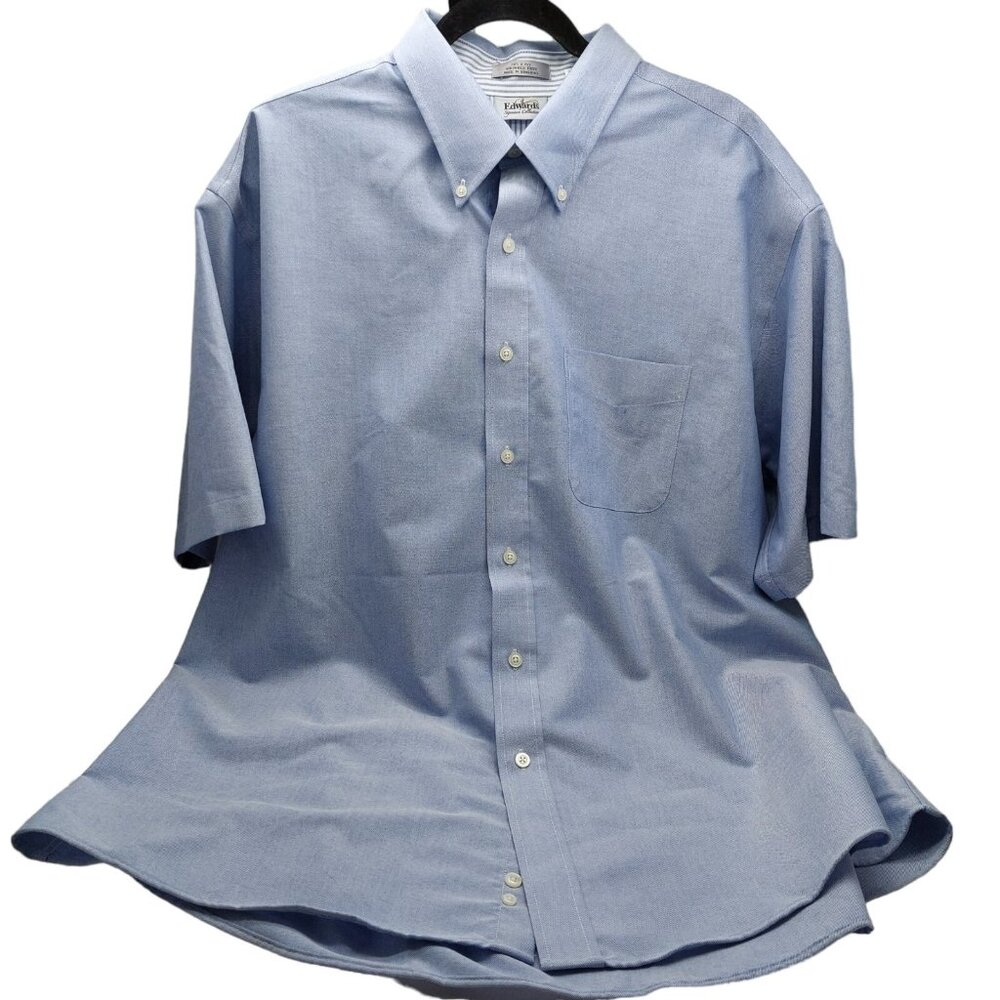Edwards Signature Men's Button Down Shirt Blue Size 2XL XXL